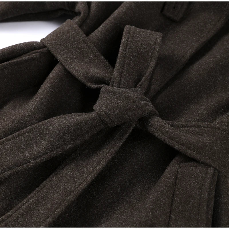 Manteau Long Élégant à Ceinture – Double Boutonnage Gris pour l’Automne/Hiver - Vestico