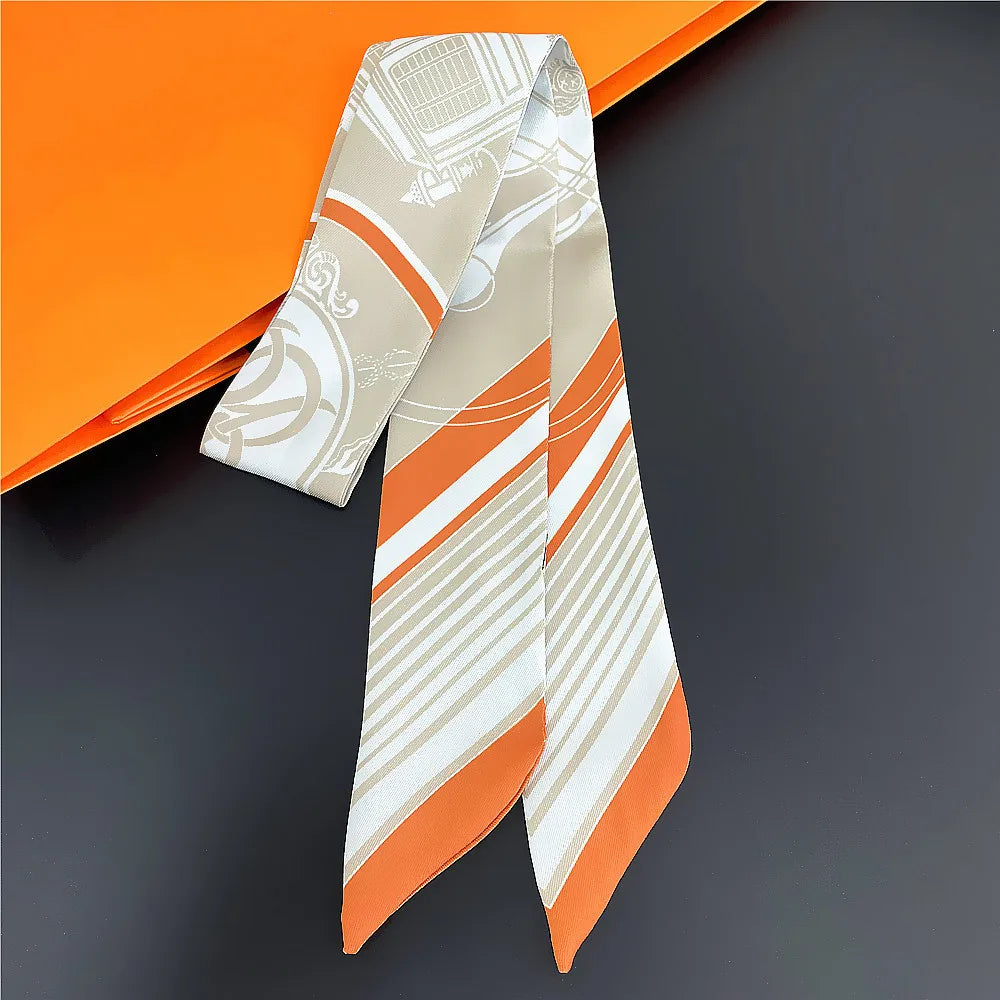 Foulard Femme Imprimé – Écharpe Fine en Soie, Accessoire pour Sac & Cheveux - Vestico