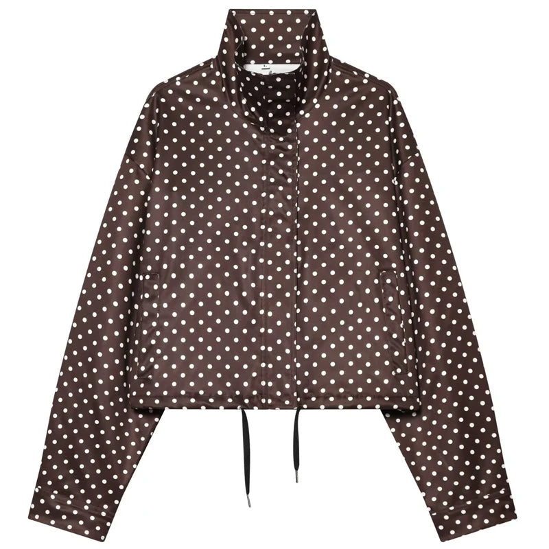Veste bomber femme à pois – Coupe oversize, col montant & style streetwear