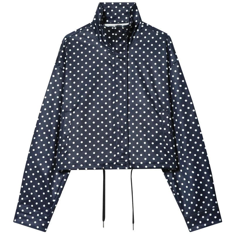 Veste bomber femme à pois – Coupe oversize, col montant & style streetwear