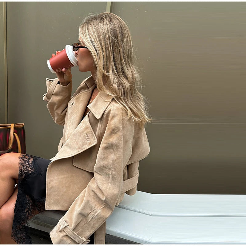 Manteau Femme Col Montant Double-Breasted - Vestico