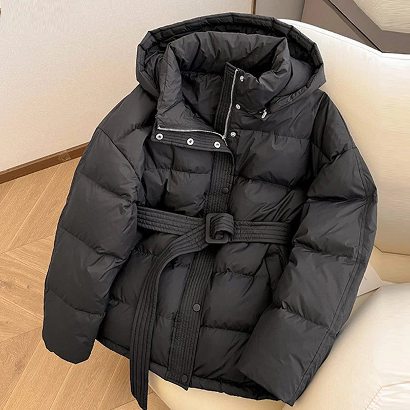 Manteau Matelassé Femme Hiver – Coupe Ample Zippée avec Ceinture