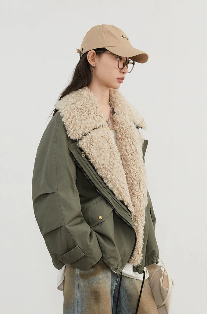 Veste moto femme en coton – manteau chaud style streetwear