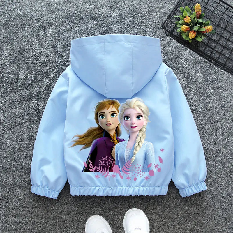 Autumn Baby Girls Cartoon Jacket Kids Minnie Mickey Mouse Coats Spring Fashion Frozen Elsa Hooded Windbreaker Clothing Outerwear - Vestico