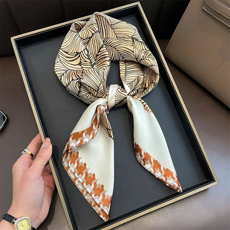 Bohemian Style Print Luxury Brand Silk Square Scarf Women Satin Shawls Neckerchief Wrap Scarves Bandana Hair Hjiab Floral - Vestico