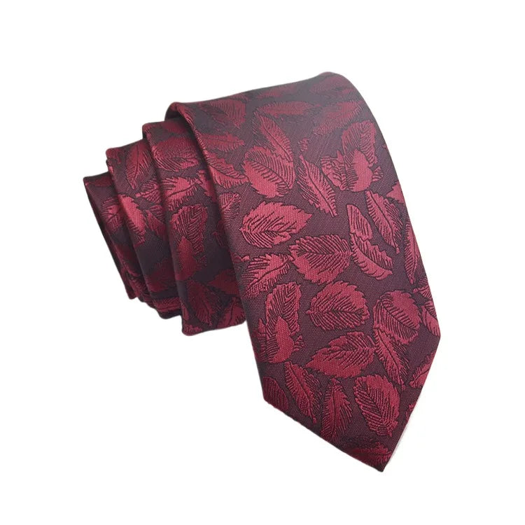 Cravate Homme en Jacquard – Motifs Floraux & Pois, 145 × 8 cm