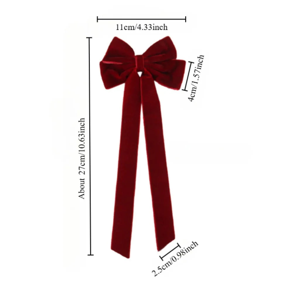 Barrette à Cheveux en Velours – Double Nœud, Élégante & Tendance