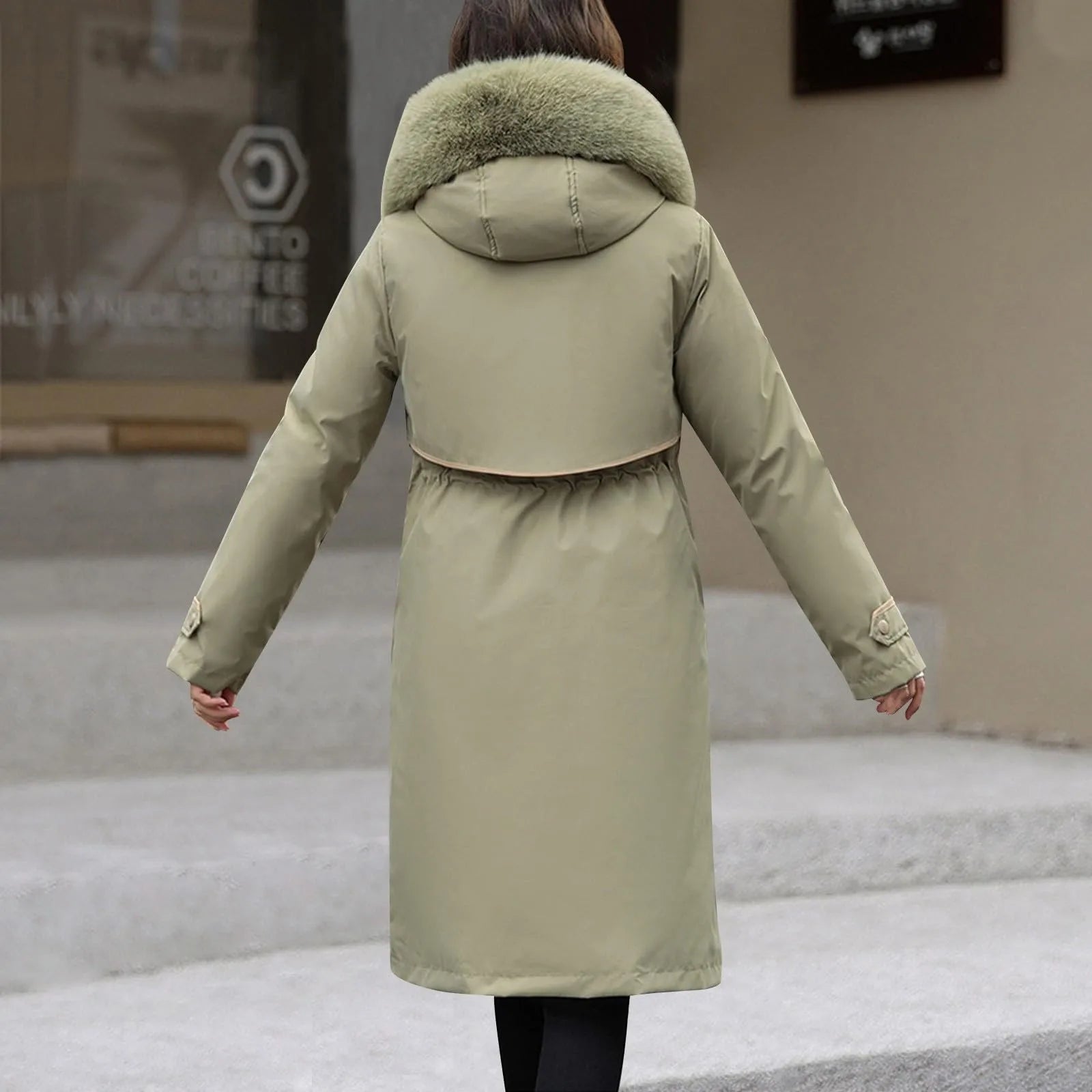 Manteau long femme à capuche – style coréen chaud pour l’hiver