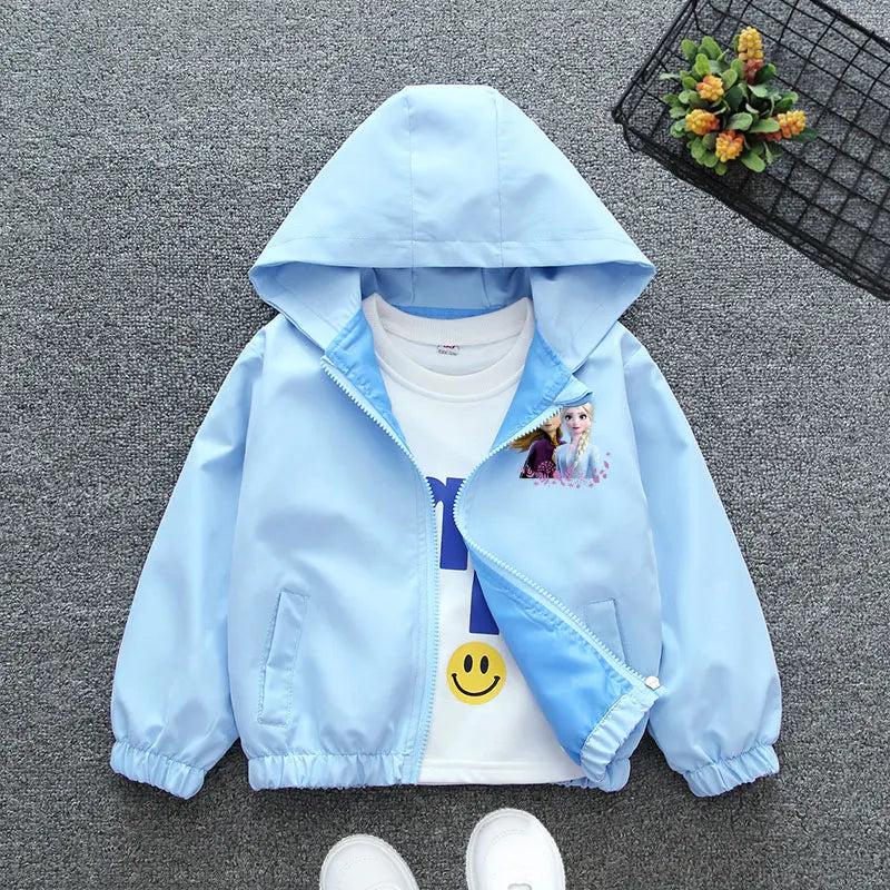Autumn Baby Girls Cartoon Jacket Kids Minnie Mickey Mouse Coats Spring Fashion Frozen Elsa Hooded Windbreaker Clothing Outerwear - Vestico