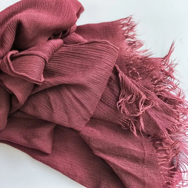 61 Colors Soft Cotton Viscose Scarf Rayon Material Muslim Hijab Mid Eastern Plain Solid Color Headscarf With Tassel - Vestico