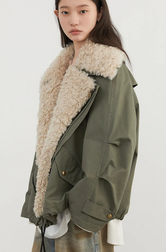 Veste moto femme en coton – manteau chaud style streetwear