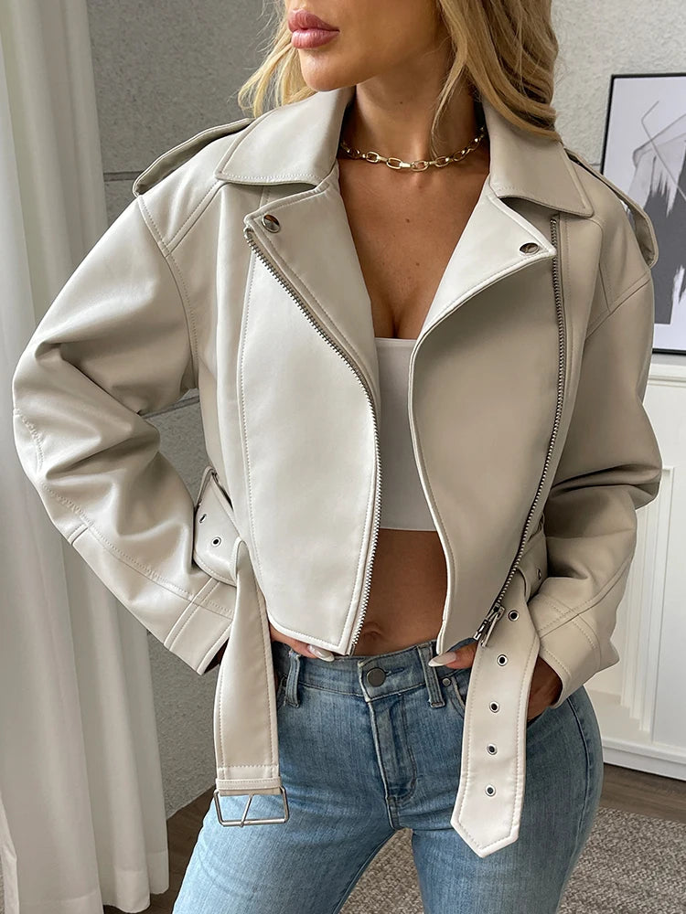 Veste Moto Femme – Faux Cuir et Ceinture - Vestico