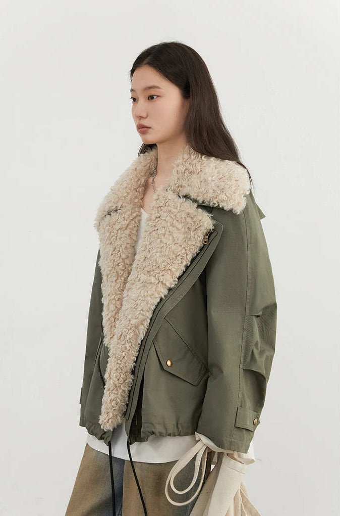 Veste moto femme en coton – manteau chaud style streetwear