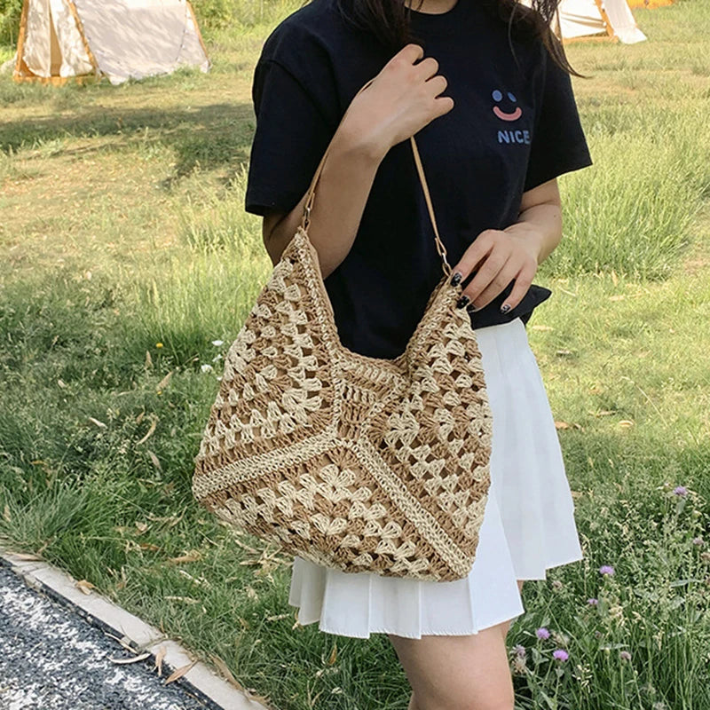 Sac Épaule Femme en Paille Tressée – Élégant, Léger & Style Estival