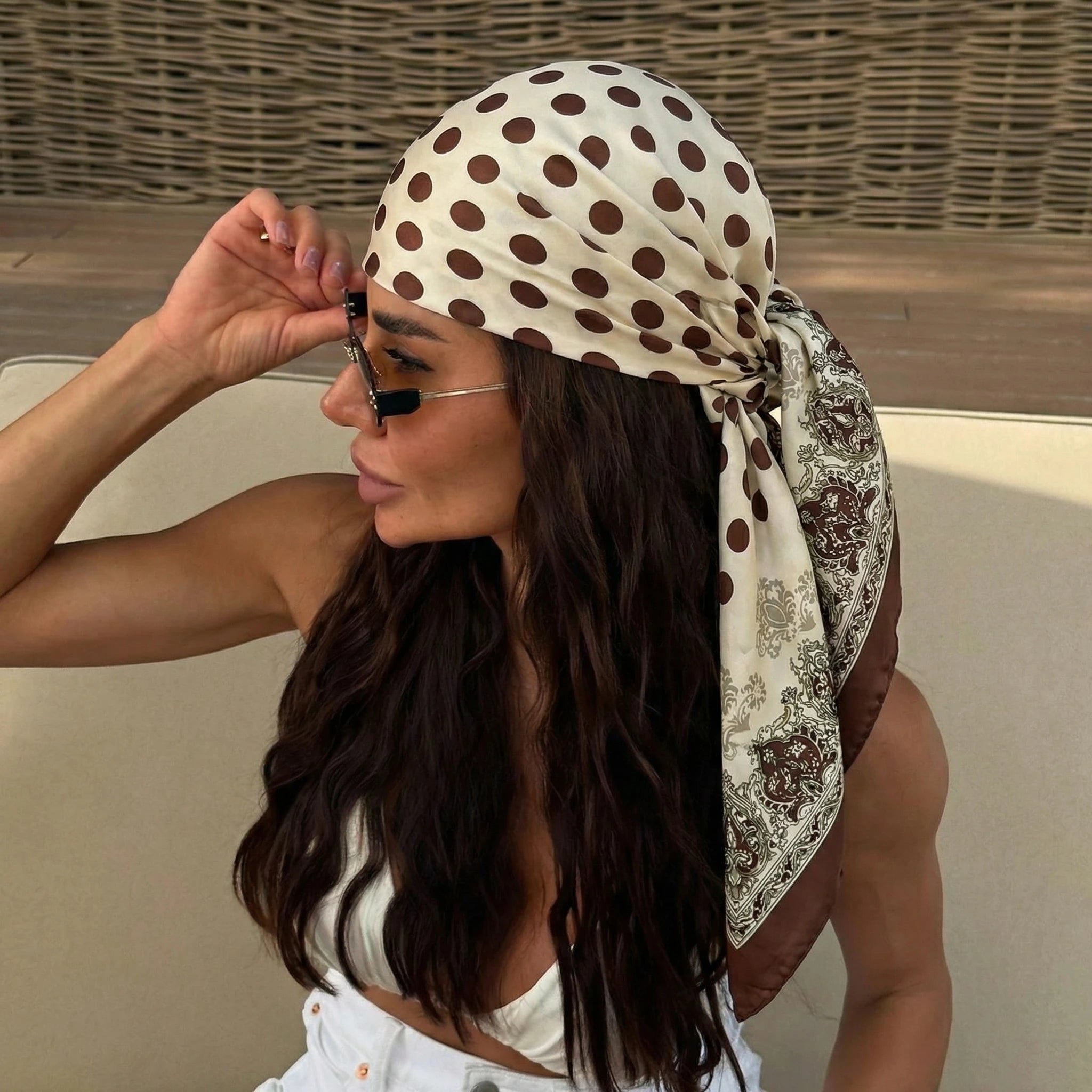 2026 Dot Print Square Scarf For Women Silk Shawl Neckerchief Female Hair Bands Head Wraps Headband Foulard Satin Hijab Bandana - Vestico