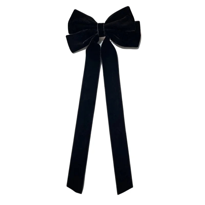 Barrette à Cheveux en Velours – Double Nœud, Élégante & Tendance