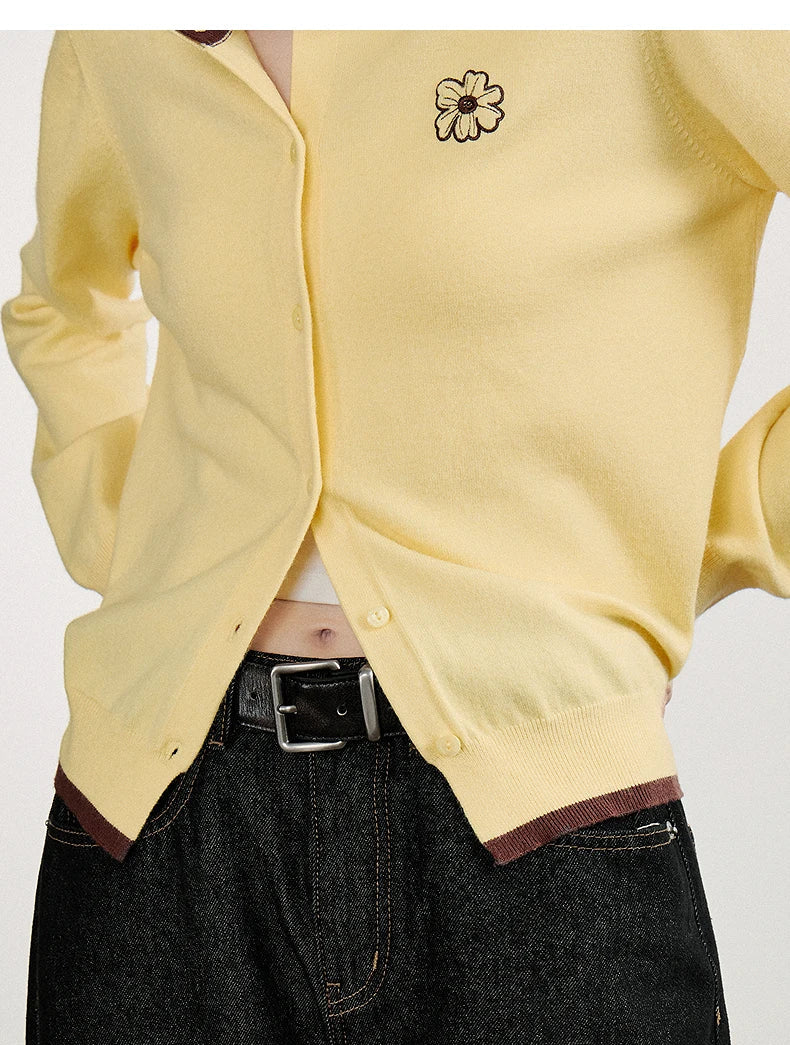 Cardigan Femme Vert Brodé – Élégance Automne/Hiver - Vestico