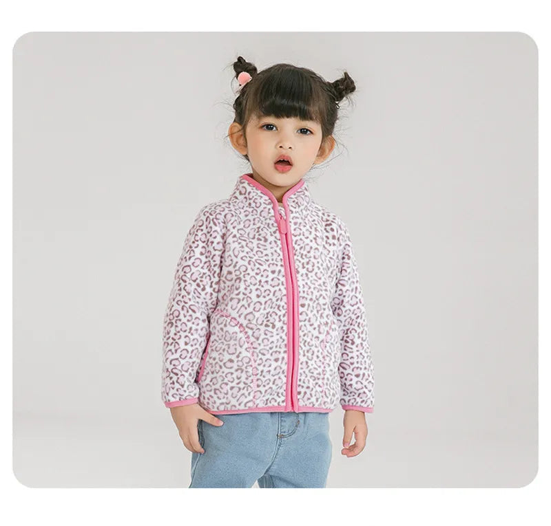 2-8T New Arrival Hearts Print Girls Winter Fleece Jackets Zipper Cute Cold Thick Baby Coats Children's Costume Outwear - Vestico