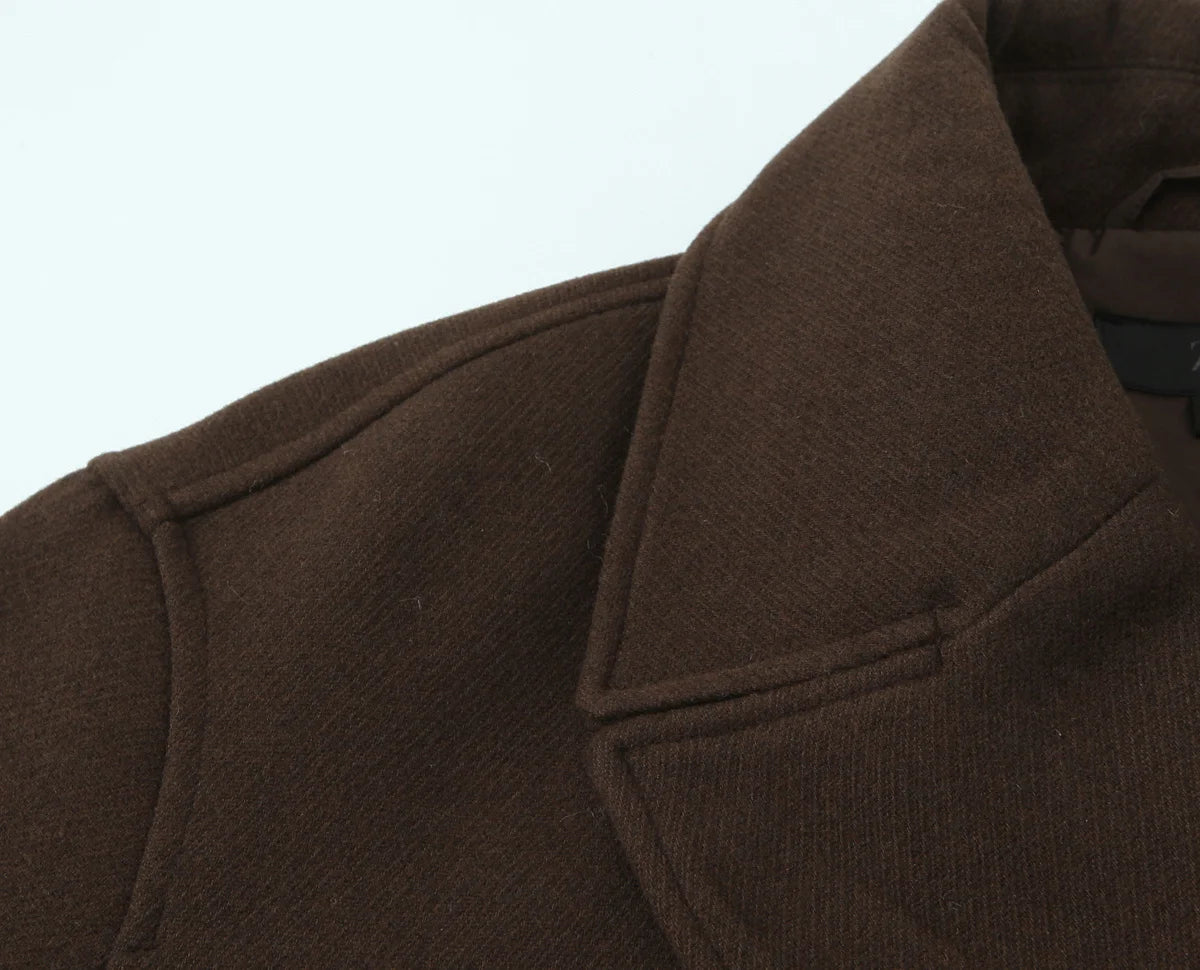 Manteau court femme vintage chic à double boutonnage avec poches