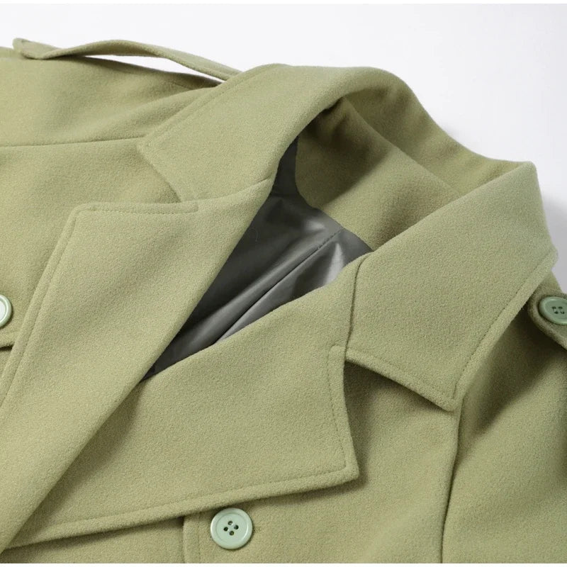 Manteau Long Élégant à Ceinture – Double Boutonnage Gris pour l’Automne/Hiver - Vestico