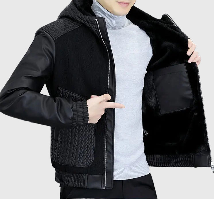 Veste Homme Hiver en Similicuir Épais – Style Streetwear avec Col Revers - Vestico