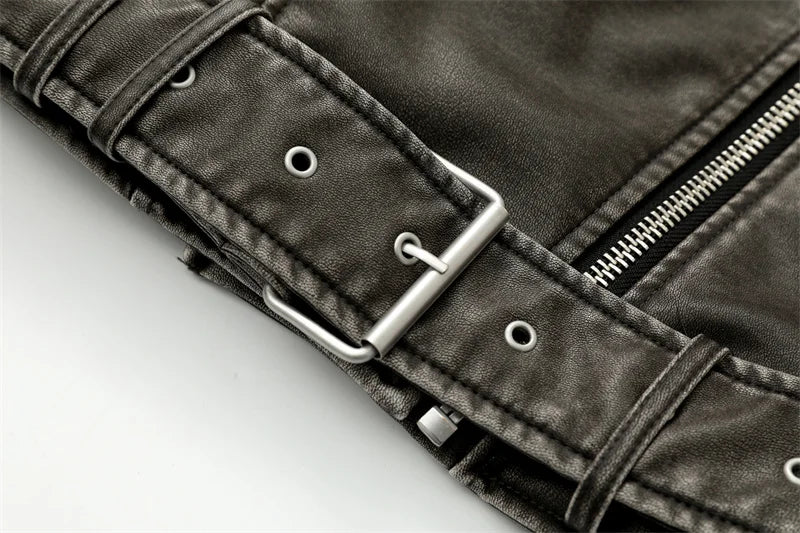 Veste Courte Femme – Simili cuir Vintage avec Ceinture - Vestico