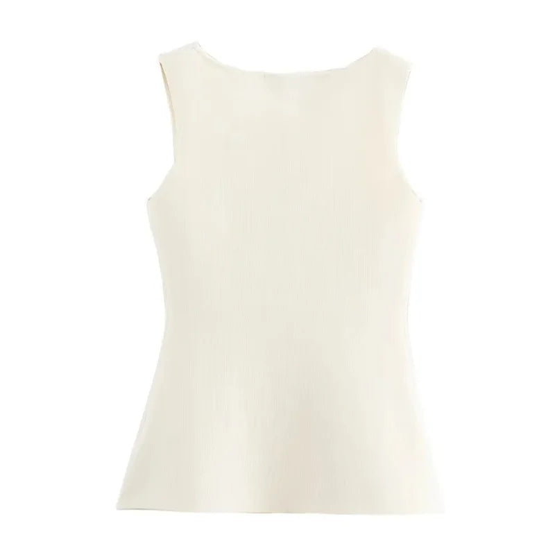 Gilet Femme Tricoté – Sans Manches Boutonné, Style Élégant 2025 - Vestico