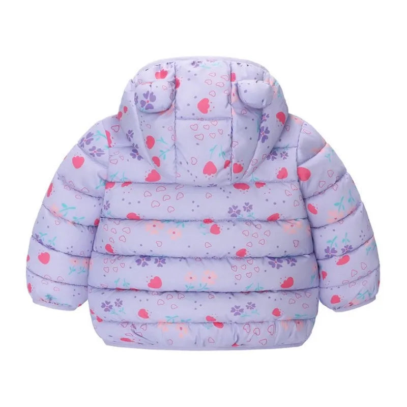 Children Boys Baby Hooded Lightweight Down Jackets Warm Outerwear Autumn Kids Girls Coats Cartoon Dinosaur Print Casual Clothing - Vestico