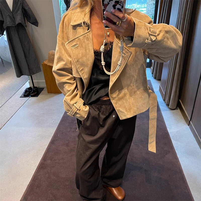 Manteau Femme Col Montant Double-Breasted - Vestico