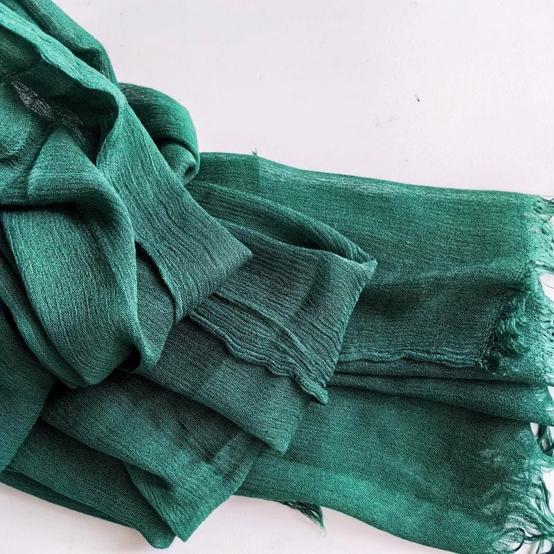 61 Colors Soft Cotton Viscose Scarf Rayon Material Muslim Hijab Mid Eastern Plain Solid Color Headscarf With Tassel - Vestico