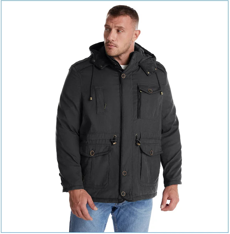 Parka Homme Chaude à Capuche Amovible – Veste Hiver LZLLTT en Polaire et Coton Décontractée - Vestico