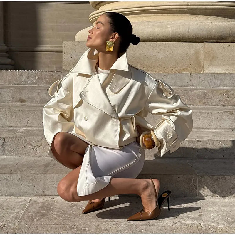 Trench Court Femme – Double Boutonnage & Lacets - Vestico