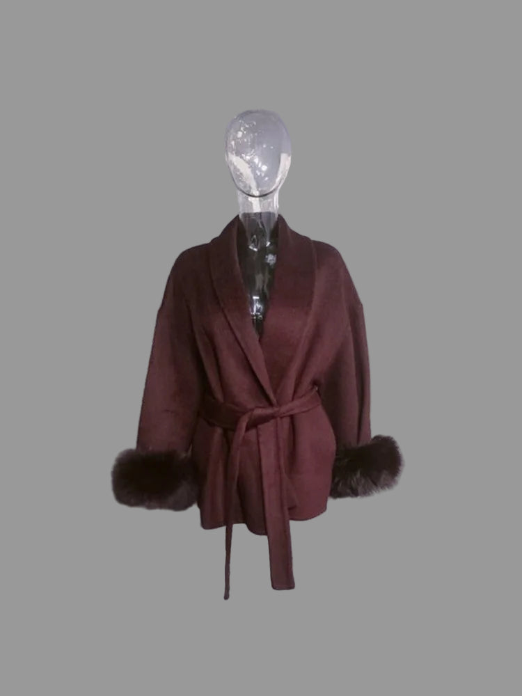 Manteau Femme OL – Patchwork Fourrure & Laine - Vestico