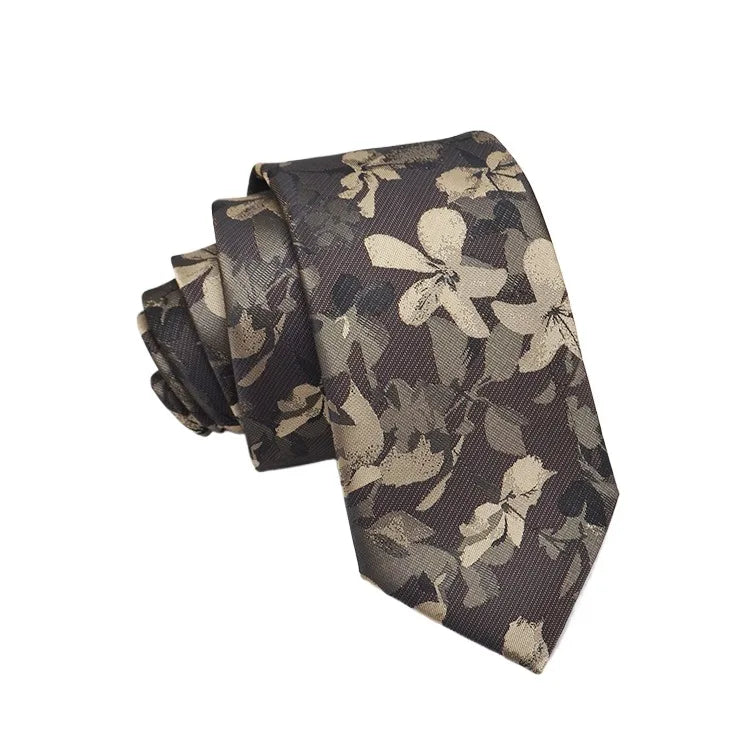 Cravate Homme en Jacquard – Motifs Floraux & Pois, 145 × 8 cm
