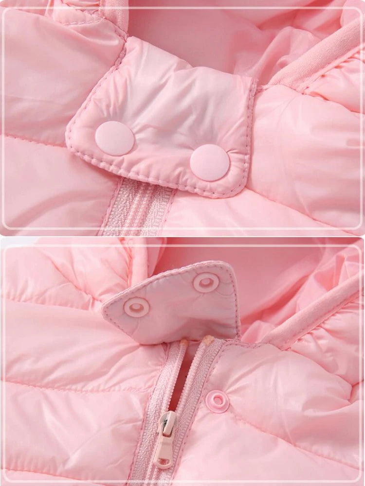 Children Boys Baby Hooded Lightweight Down Jackets Warm Outerwear Autumn Kids Girls Coats Cartoon Dinosaur Print Casual Clothing - Vestico