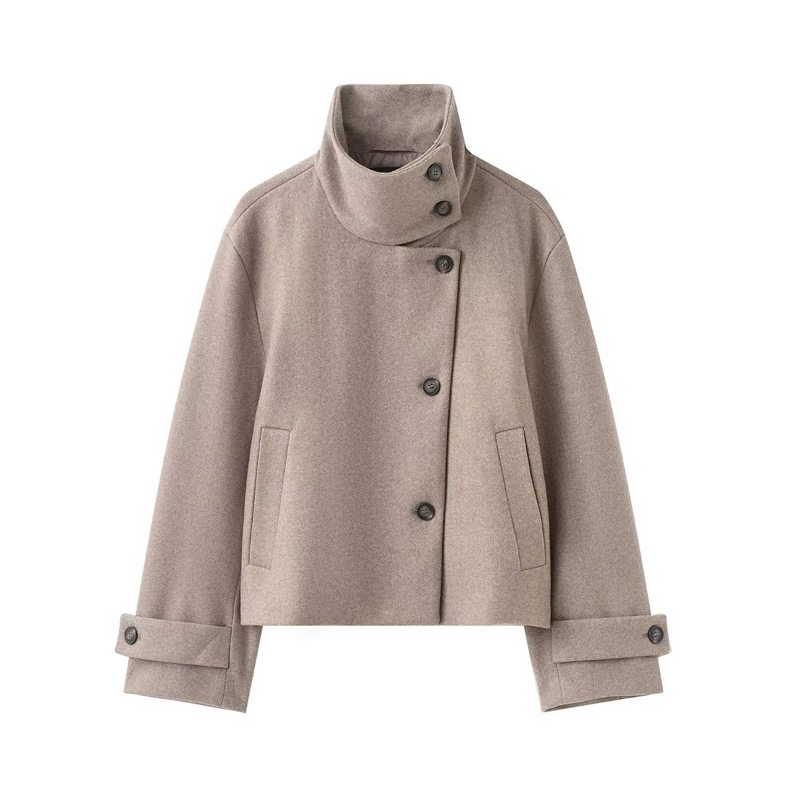 Manteau Court Femme en Laine – Col Montant, Coupe Élégante & Hiver - Vestico