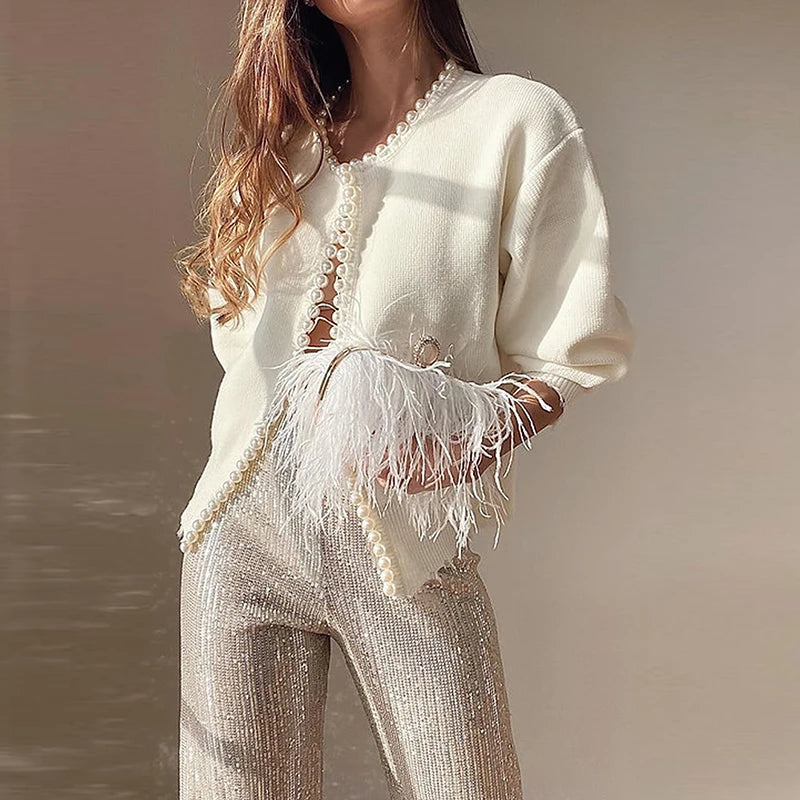 Cardigan Femme – Perles & Style Élégant - Vestico