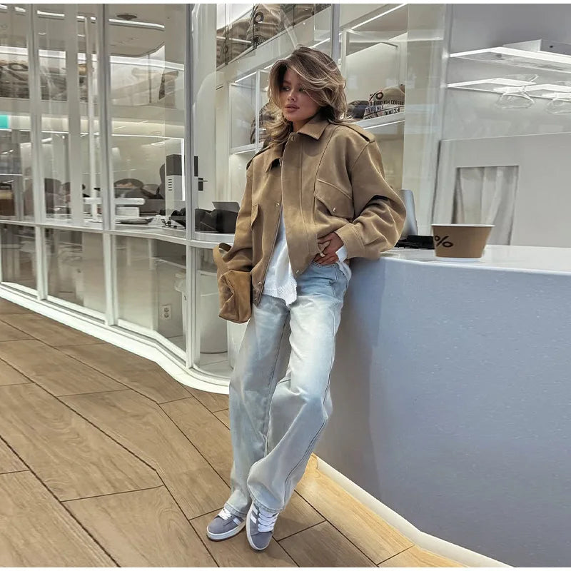 Manteau Court Femme Chic – Col Montant, Fermeture Zippée et Poches - Vestico