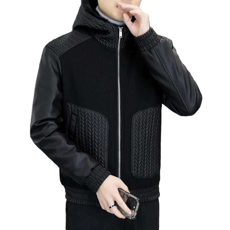 Veste Homme Hiver en Similicuir Épais – Style Streetwear avec Col Revers - Vestico