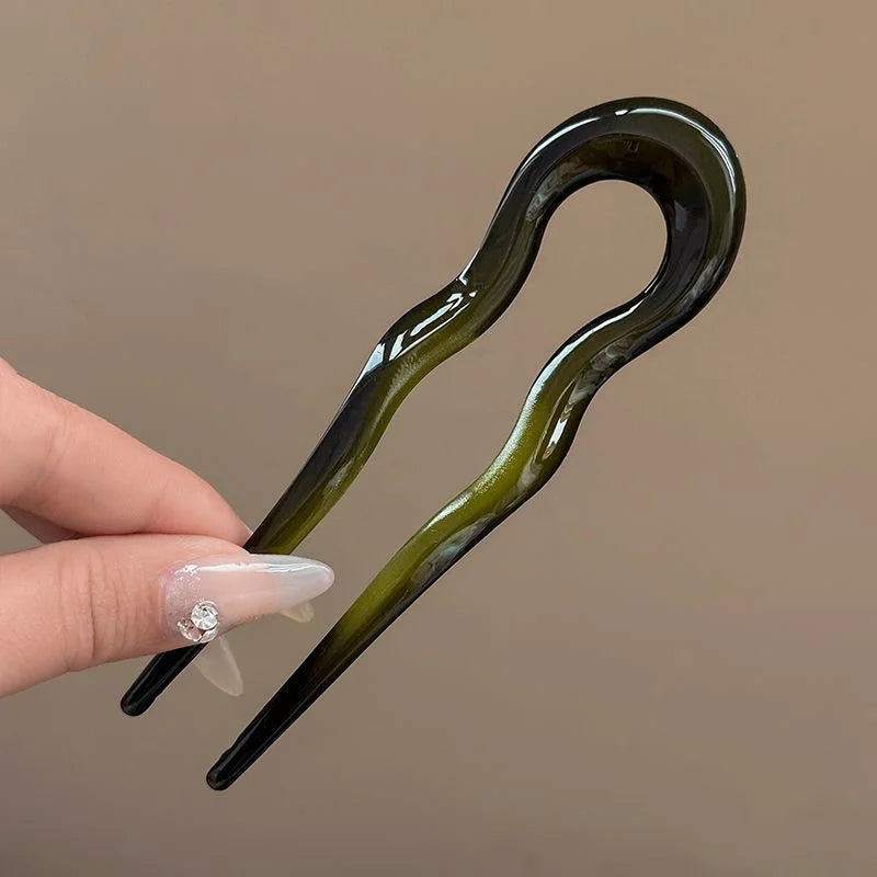 Pic à Cheveux en U Effet Écaille – Barrette Géométrique Élégante