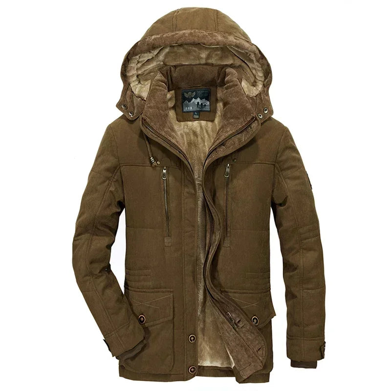 Veste Hivernale Homme Épaisse et Chaude – Capuche Amovible, Style Armée Décontracté