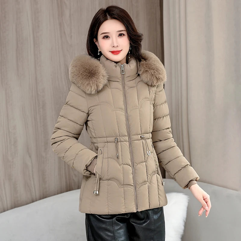 Doudoune Courte Femme à Capuche, Manteau Chaud Hiver 2025