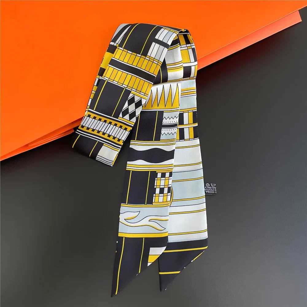 Foulard Femme Imprimé – Écharpe Fine en Soie, Accessoire pour Sac & Cheveux - Vestico