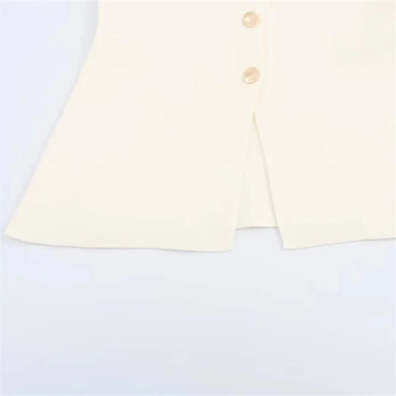 Gilet Femme Tricoté – Sans Manches Boutonné, Style Élégant 2025 - Vestico