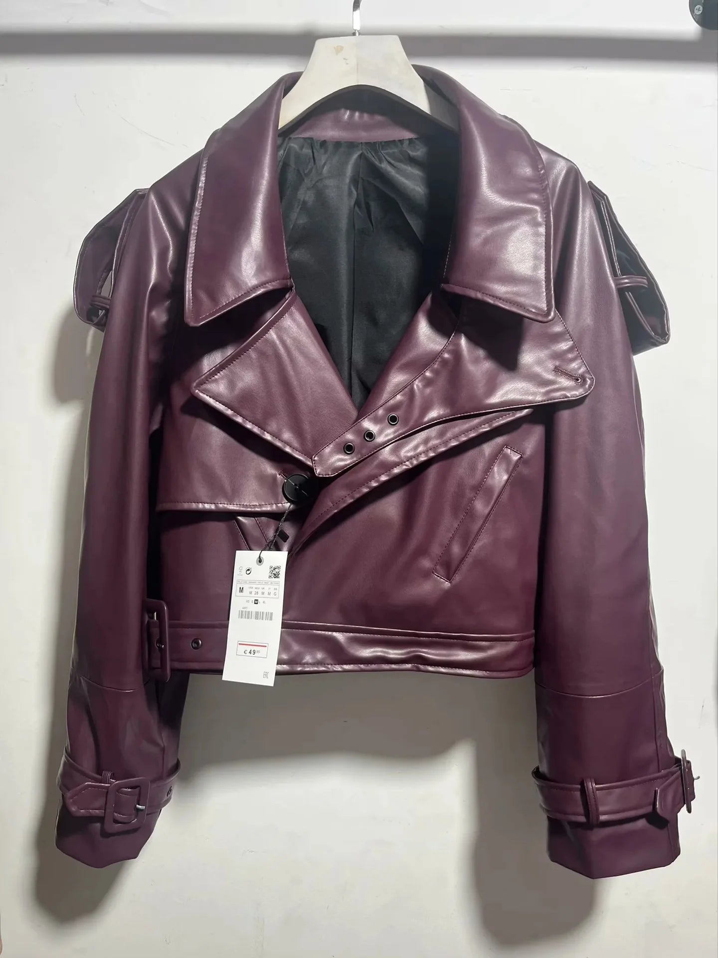 Veste PU Rouge Vin Femme – Style Street & Slim Fit - Vestico