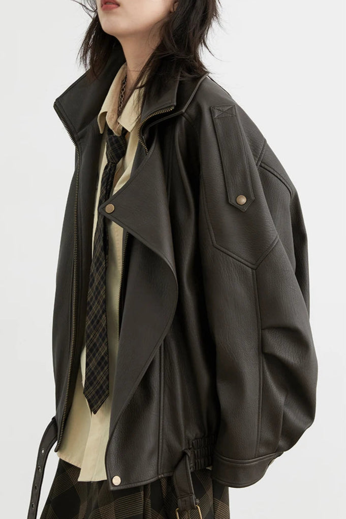 Veste Femme Similicuir – Col Rétro Chic - Vestico