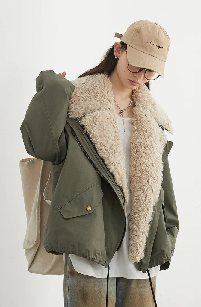 Veste moto femme en coton – manteau chaud style streetwear