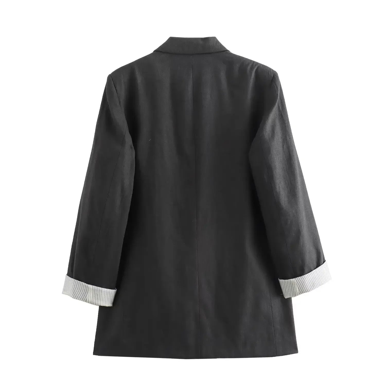 Blazer Femme Chic en Lin – Col Revers, Manches Longues Repliées, Style Business Décontracté - Vestico