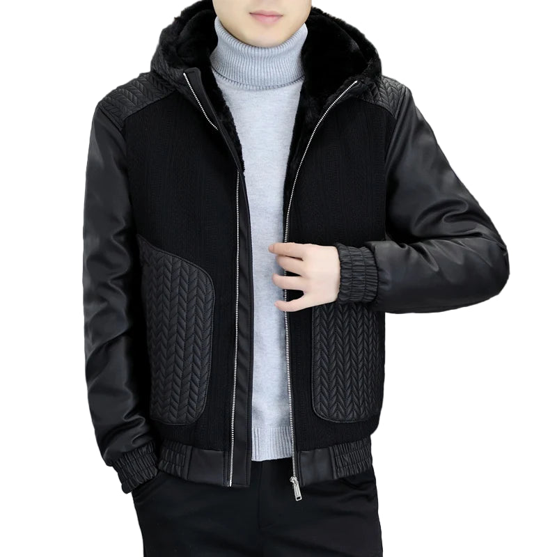 Veste Homme Hiver en Similicuir Épais – Style Streetwear avec Col Revers - Vestico