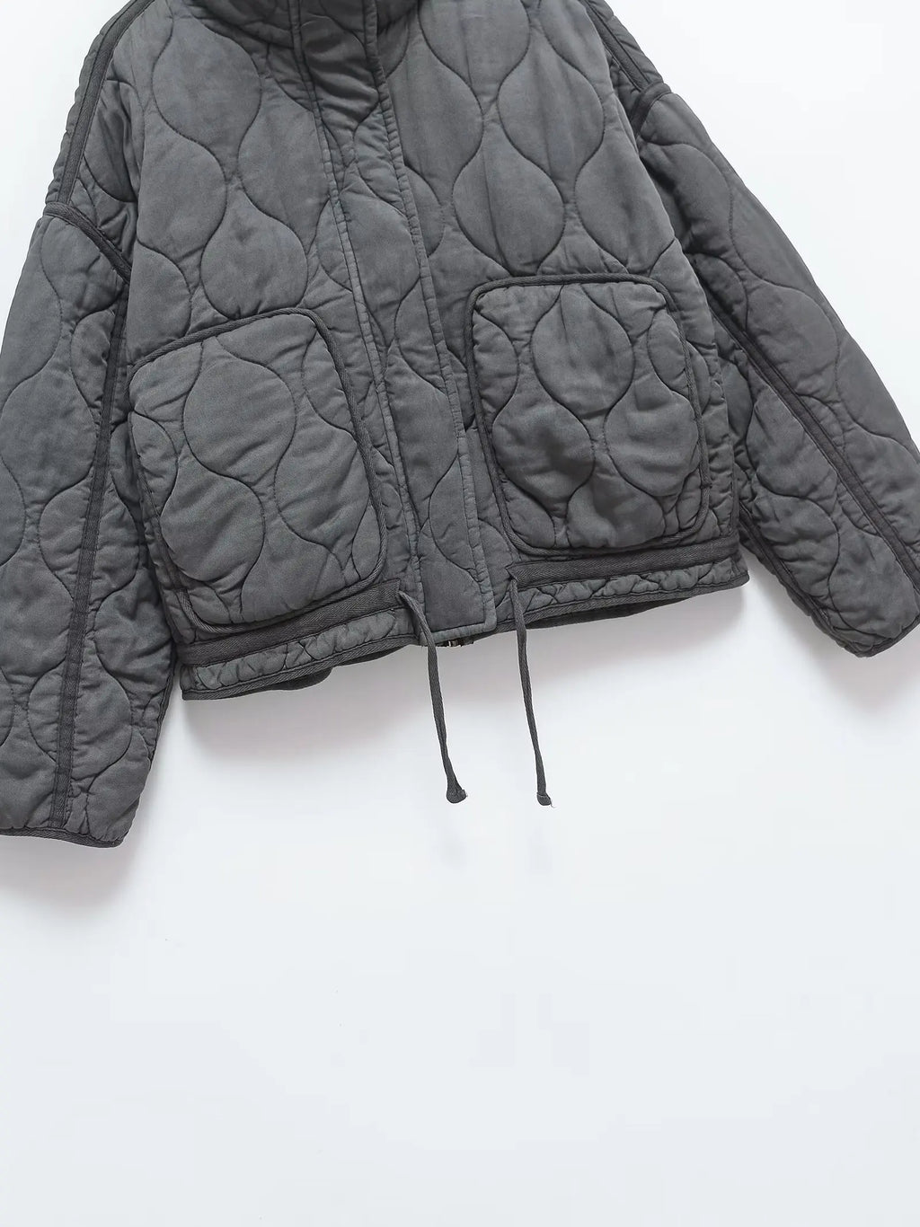 Veste Matelassée Femme Col Montant avec Cordon à la Taille, Style Rétro Décontracté Automne/Hiver 2025